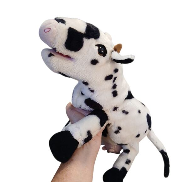 Vtg Melissa & Doug Cow Puppet Full Body Black White Stuffed Plush 17"L READ - Picture 1 of 10